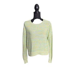 Loft Women's Multicolor Heather Crop Sweater Extra Long Sleeves Size S